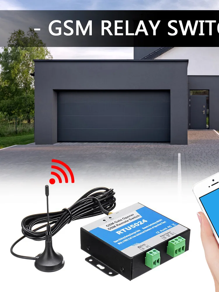 RTU5024 GSM Gate Relay Switch Remote Control Wireless Door Opener with Antenna