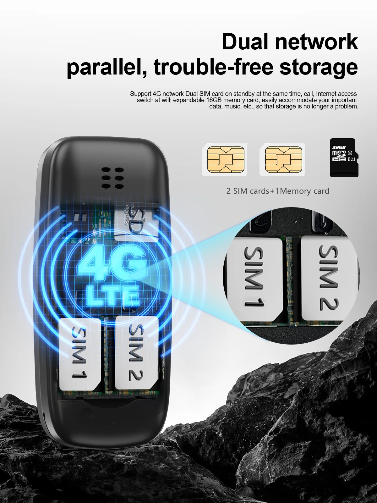 SERVO BM10 LTE Mini Mobile Phone 4G Dual SIM Card Speed Dial Call Recording MP3 Player 0.66" Display Smallest Cellphones Type-C