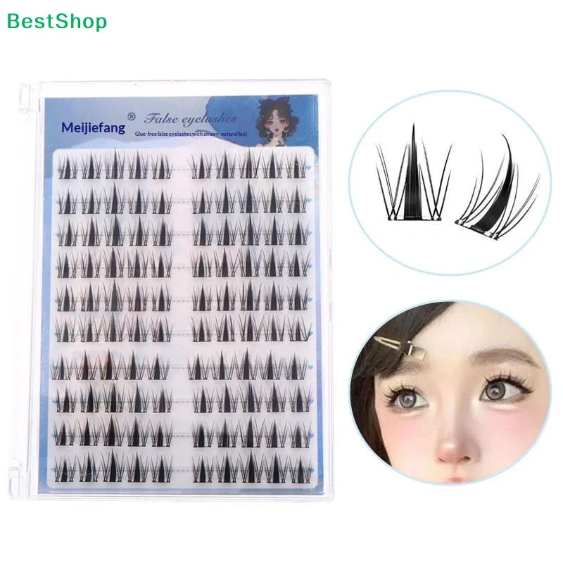✂DIY Self-Adhesive Cluster Lashes 10 Rows/Box, Glue-Free Manga Style Sectioned Eyelashes Natural Look