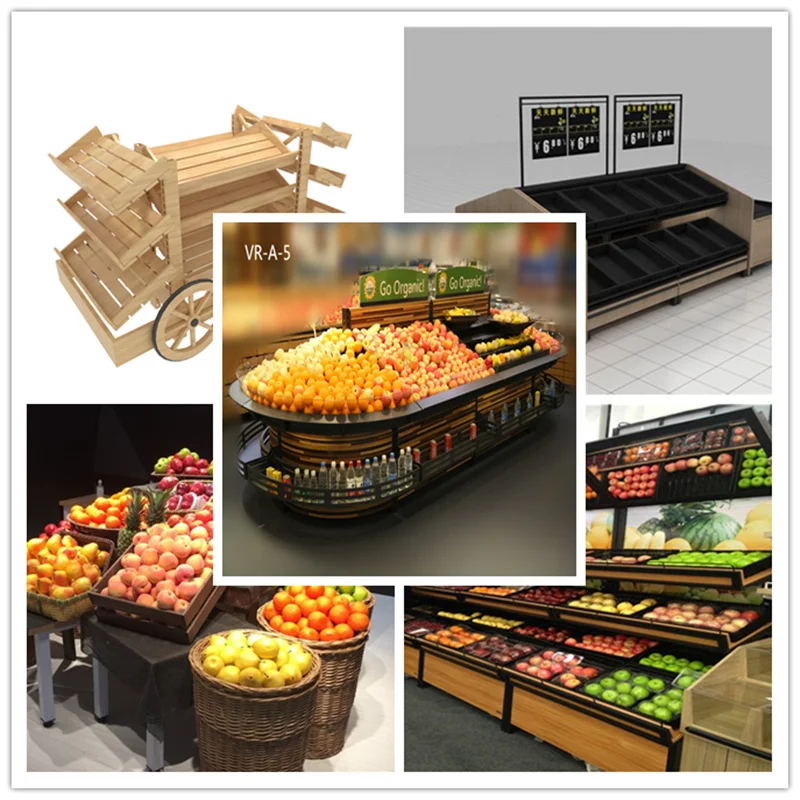 

Supermarket Wooden Fruits And Vegetables Display Rack