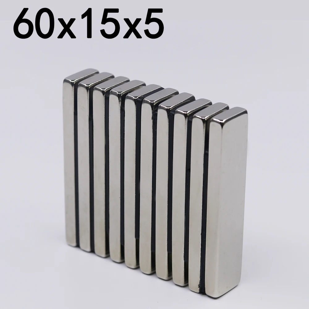 1/2/5Pcs 60x15x5 Neodymium Magnet 60mm x 15mm x 5mm N35 NdFeB Block Super Powerful Strong Permanent Magnetic imanes