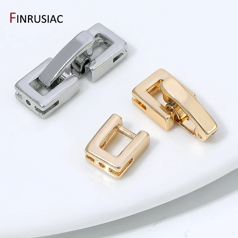 14K Gold Plated Rectangular Pearl Clasps Connector,Brass Fastener Closure End Clasps, DIY Jewelry Making Accessories