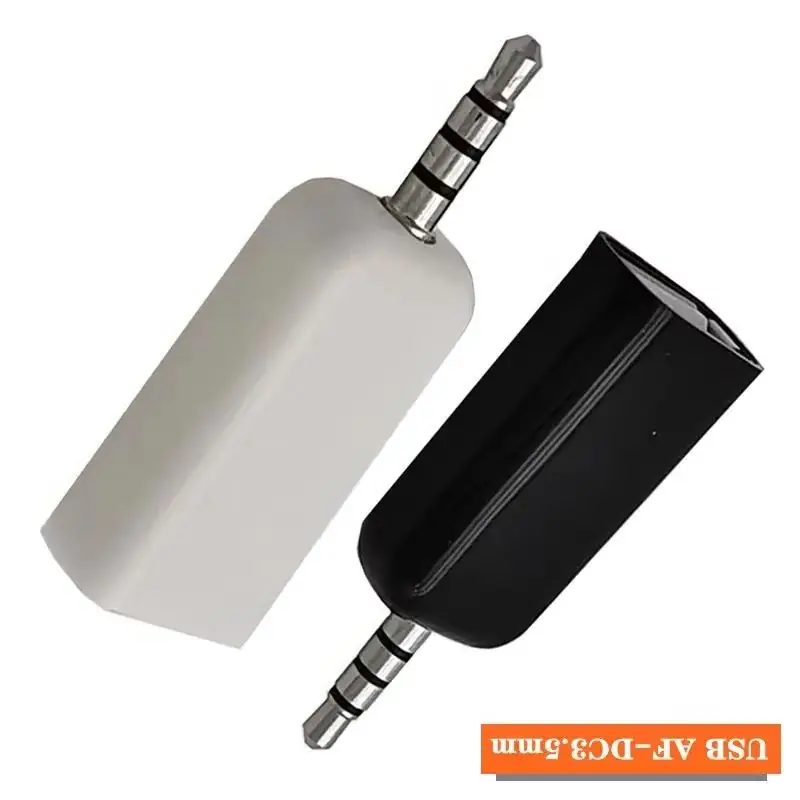 Car Aux USB A Female To DC3.5mm Male USB Drive To Connect CD Player Audio Car Audio Head USB AF/DC3.5mm MP5 Adapter Black Whit
