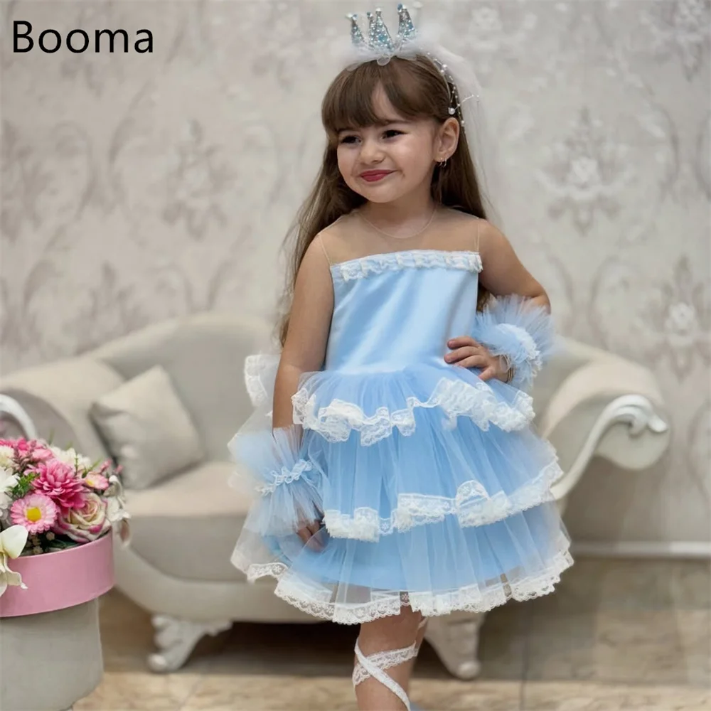 

Booma A-Line Bule Pleat Baby Girls Dresses Wedding Party Dress for Kids Flowers Girls Prom Gowns Customized 2025