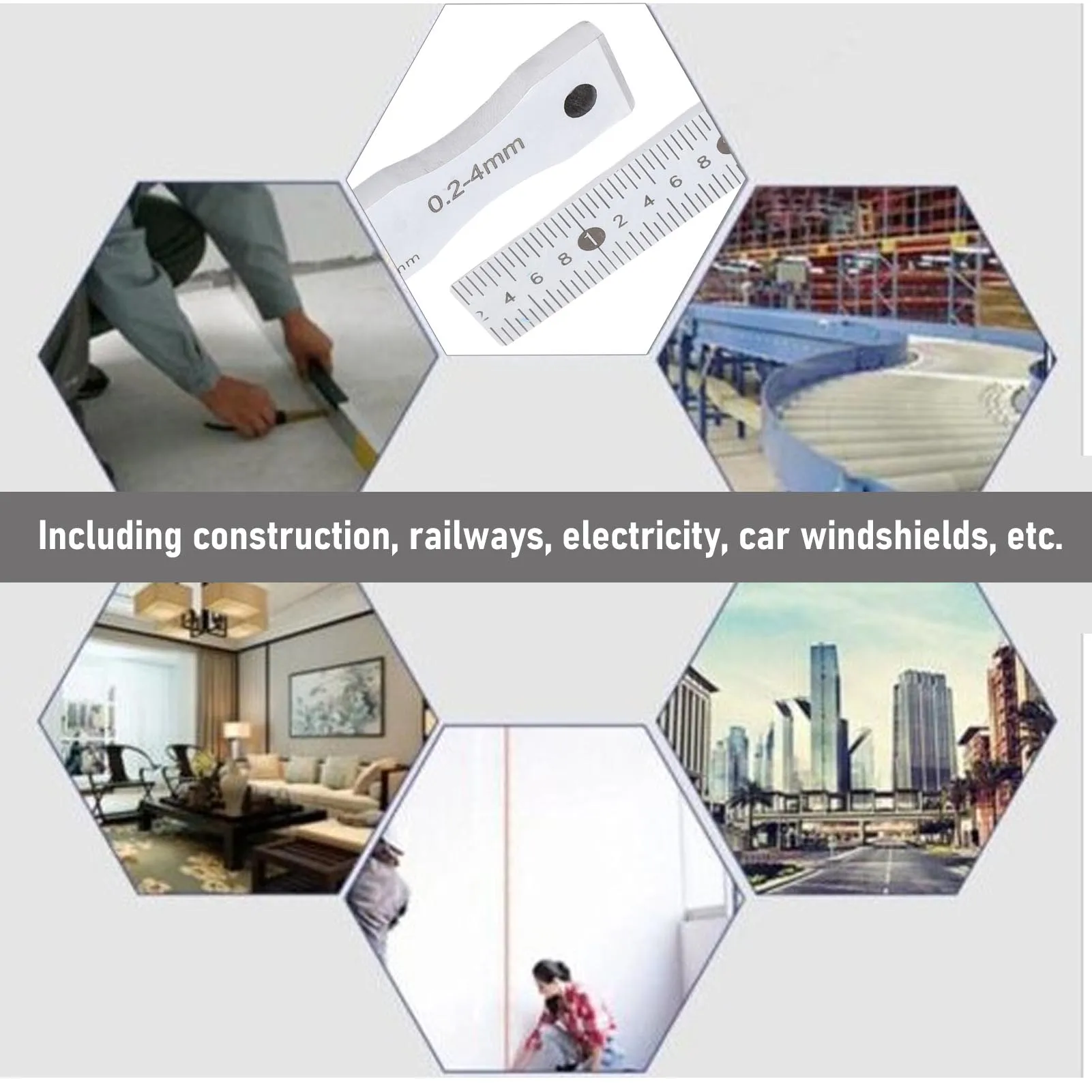 Medidor cônico de aço inoxidável, 0.2-4mm, faixa de 0.2-4mm, precisão de 0.05mm, medidor cônico multifuncional para trilhos de construção