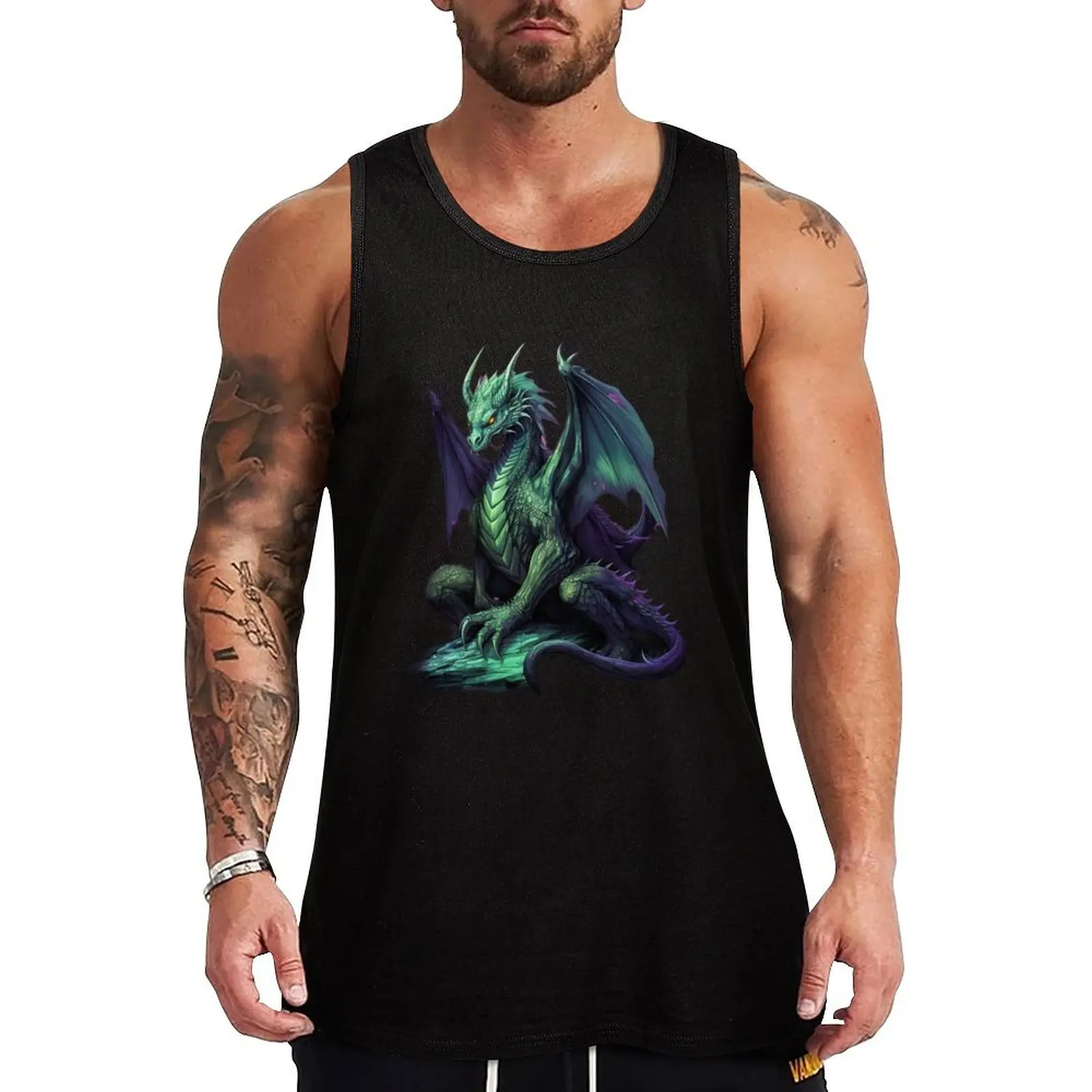 Mystical Dragon King Tank Top Geometric Print Tank Top Modern Graphic Sleeveless