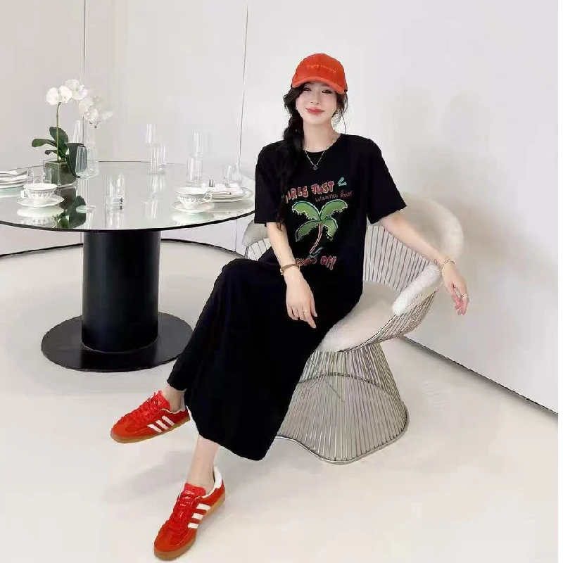 T-shirt ample ort Sve Dr coréen Sle Hong Kong Sle Design fendu ouvert peut être porté à l'extérieur mi-long h-ape Dr