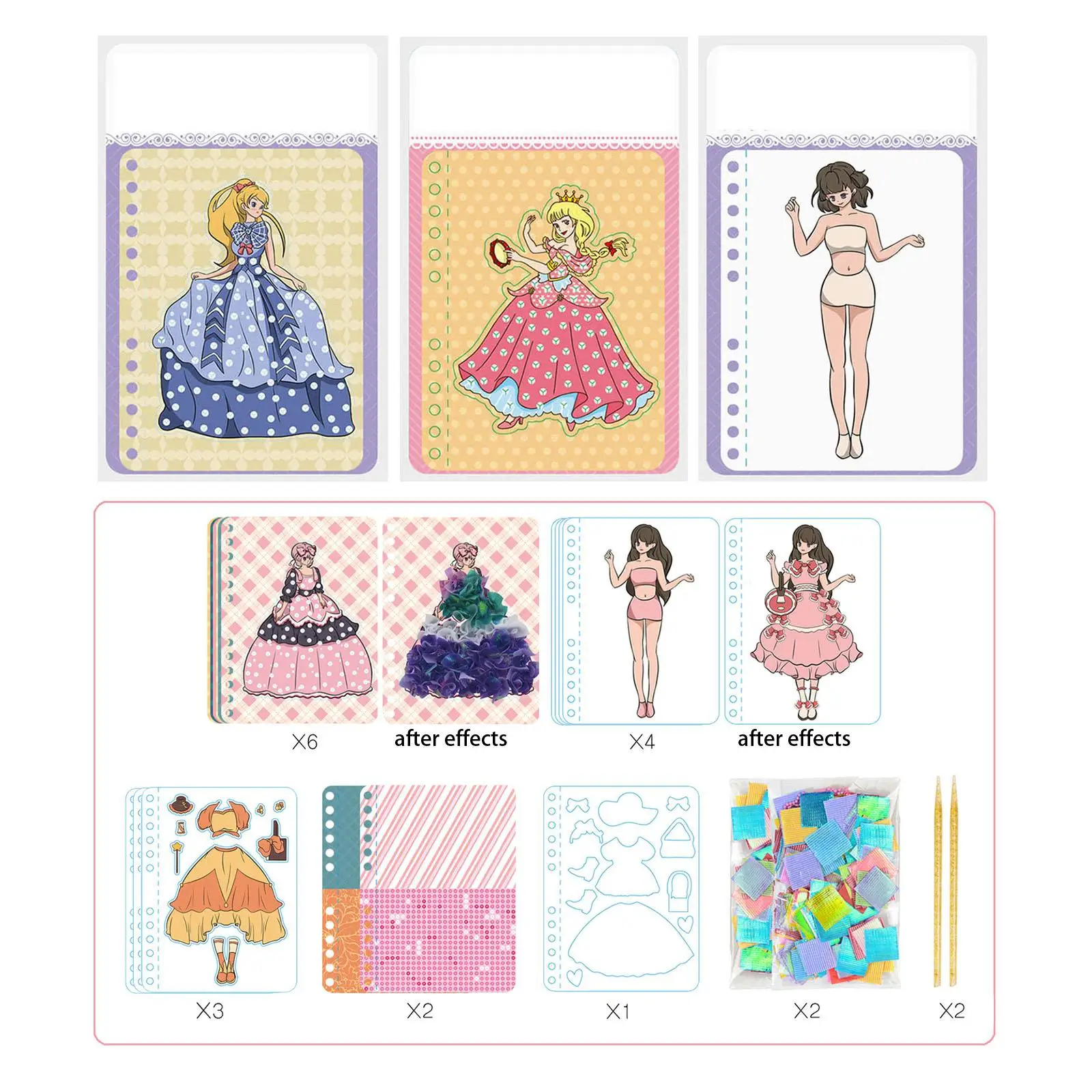 DIY Painting Sticker Colorful Fashion Activities Dress up Doll Stickers for