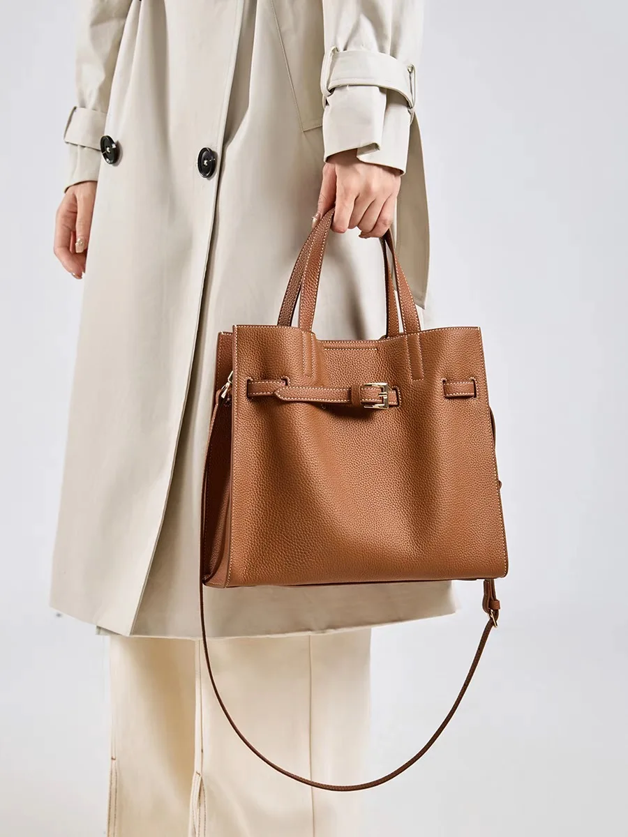 

Womens Bucket Style Soft Cowhide Leather Solid Color Casual Handbag Shoulder Bag Crossbody Multifunctional Fashionable Bags