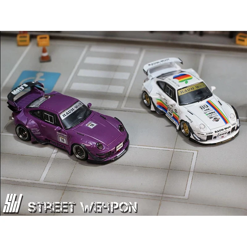 SW In Stock 1:64 RWB 993 Rotana Race Track  Diecast Diorama Car Model Collection Street Warrior