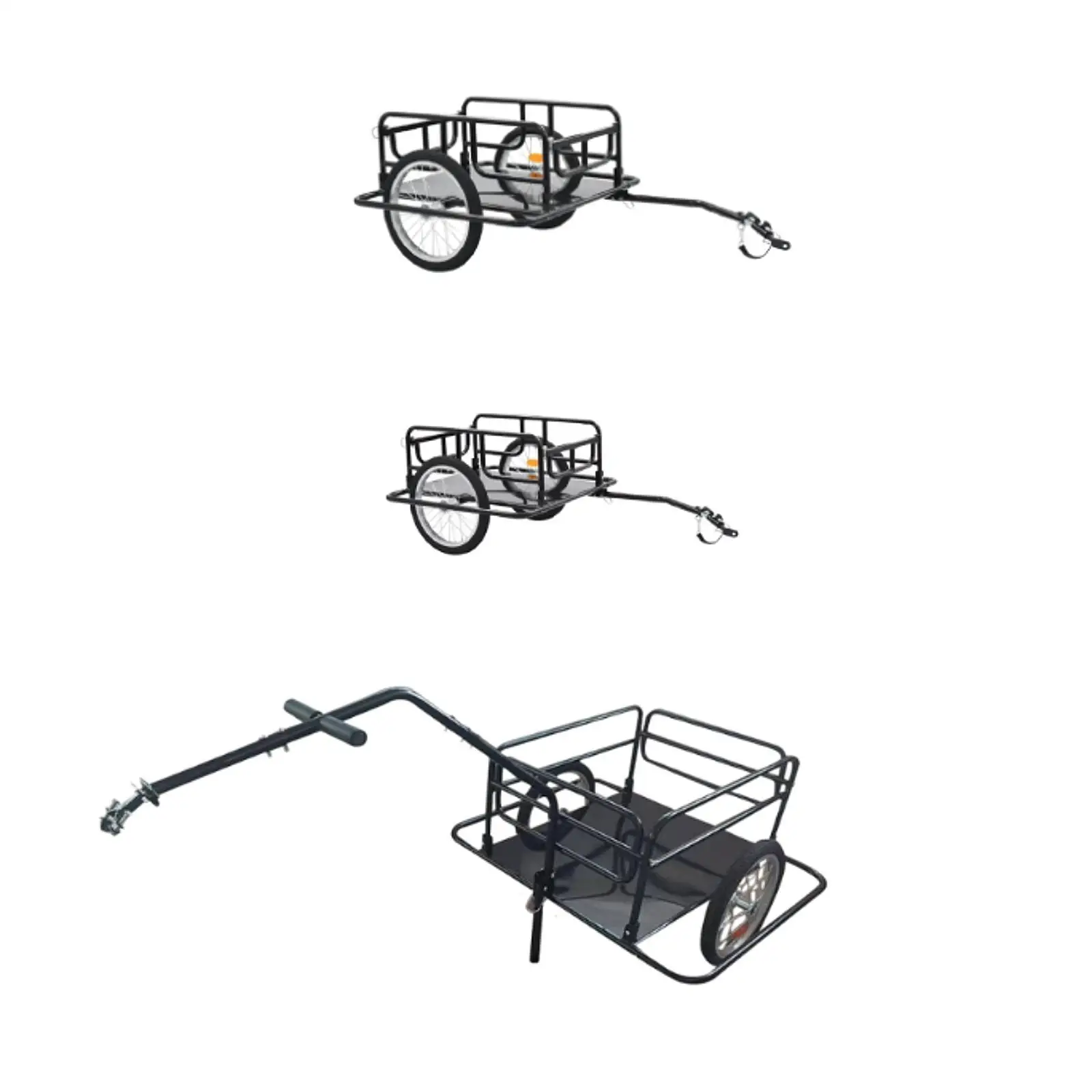 

Bicycle Luggage Carrier Cart Metal Frame Sturdy Simple Installation Generic Accessory Black 15inch Wheels Outdoor Wagon Carrier