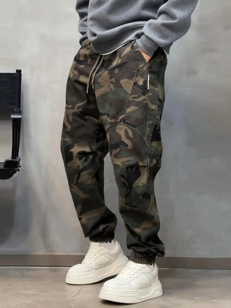 

Мужские камуфляжные рабочие брюки в американском стиле, свободные повседневные брюки-шаровары, разноцветные универсальные повседневные брюки для осени