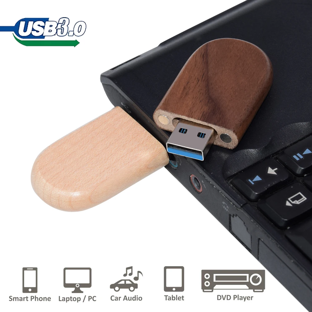 10 Pçs/lote Madeira USB 3.0 Flash Drive 64GB Caneta usb 128GB Pen Drives U Disk 32GB 16GB 8GB Memory Stick LOGOTIPO Grátis Fotografia Presentes