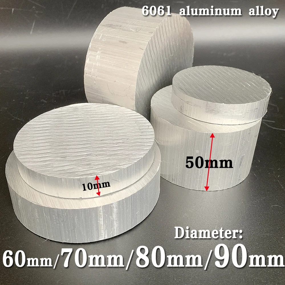 6061 High-Quality Aluminum Alloy Solid Round Rod, Diameter Φ 60mm, Φ 70mm, Φ 80mm, Φ 90mm, Thickness 10mm, 20mm, 30mm, 40mm, 50m