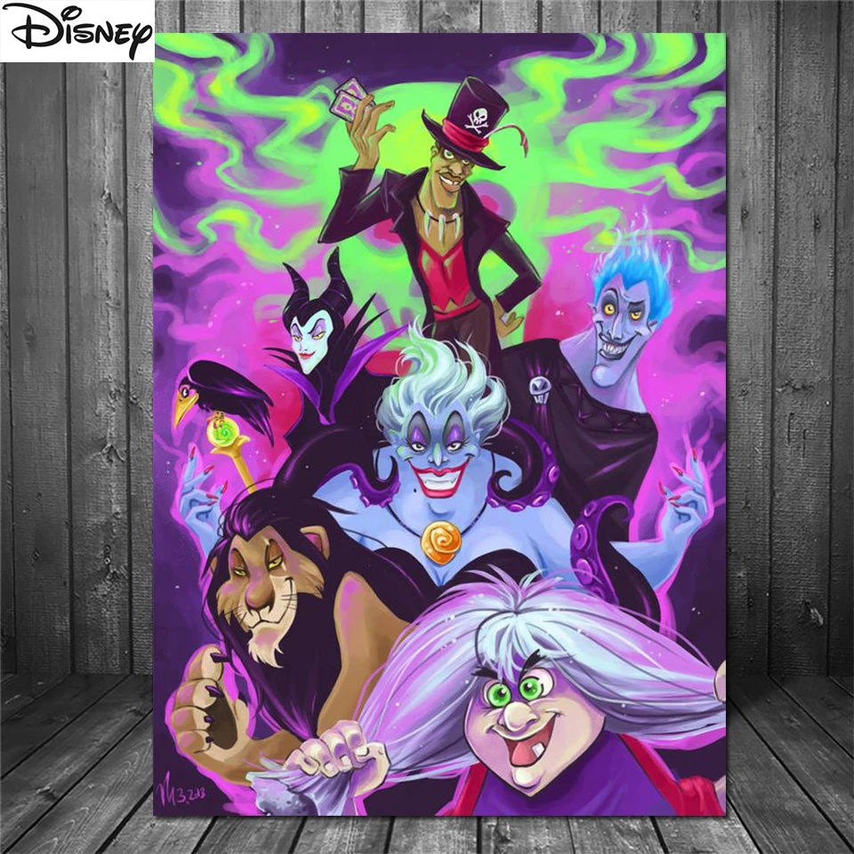 90 Colors AB Disney Villains Diamond Painting Kit Full Embroidery Mosaic Picture DIY Cross Stitch Set Cartoon Decor Home