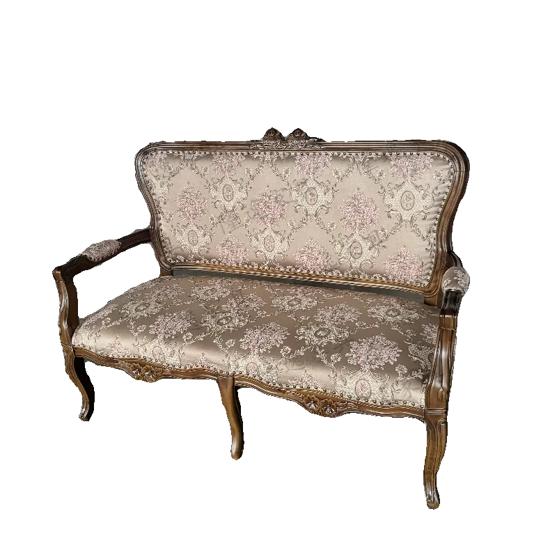 LMM retro American sofa European and American big flower embroidery double sofa chair film and television photography sofa
