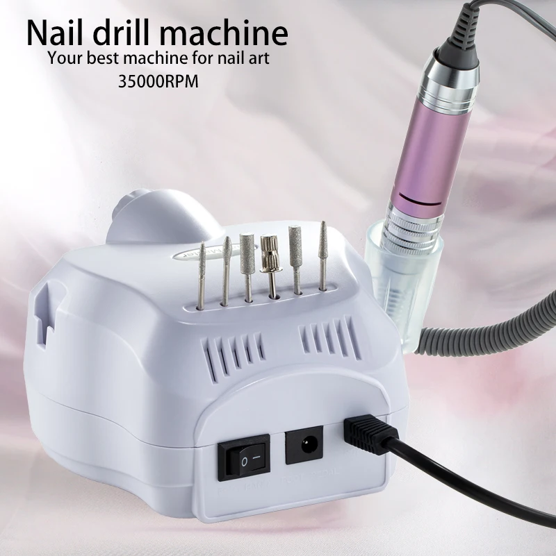 Broca elétrica para unhas 35000RPM – Kit Efile para acrílico, gel, pó de imersão – Ferramenta de manicure e pedicure para uso doméstico e em salão de beleza