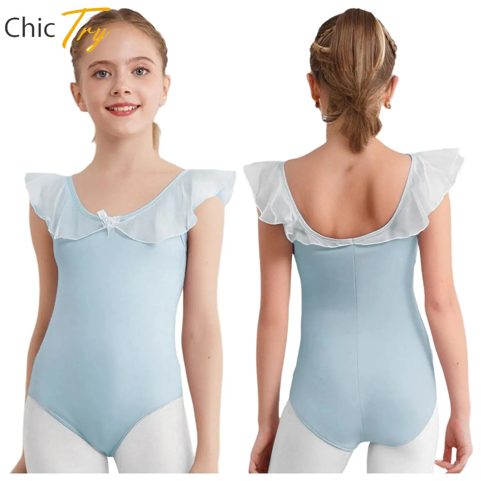 

Sleeveless Leotard for Girls Ballet Tutu Dress Gymnastics Practice Clothes Backless Leotard with Shiny Sequins Tulle Tutu Skirts