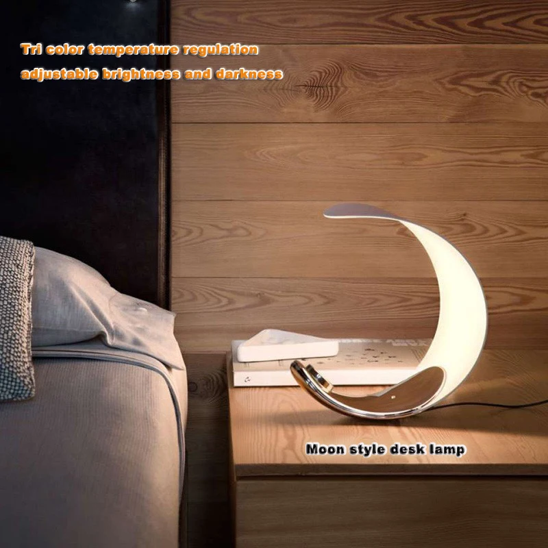 Moon desk lamp with minimalist design bedroom crescent atmosphere touch desk lamp creative C-shaped desk lamp