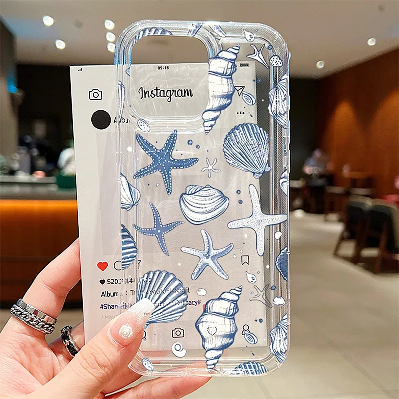 iPhoneアクセサリー sea Summer Marine Animals Sea Elements Clear Phone Case for iPhone 11