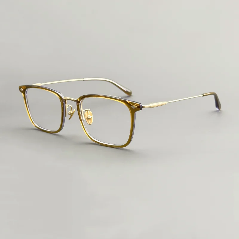 

Ultra-light pure titanium square eyewear frame for men and women, retro optical glasses from a luxury brand, made for prescripti