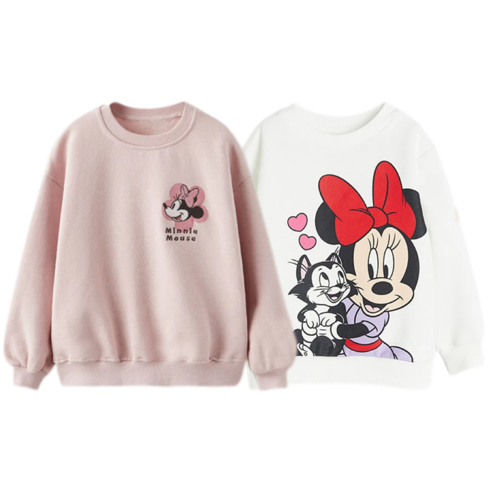 Pink Sweatshirt Girls Minnie Printed Long Sleeve Pullover Shirt New Kids Casual Loose Crewneck Hoodies Spring Autumn Clothing