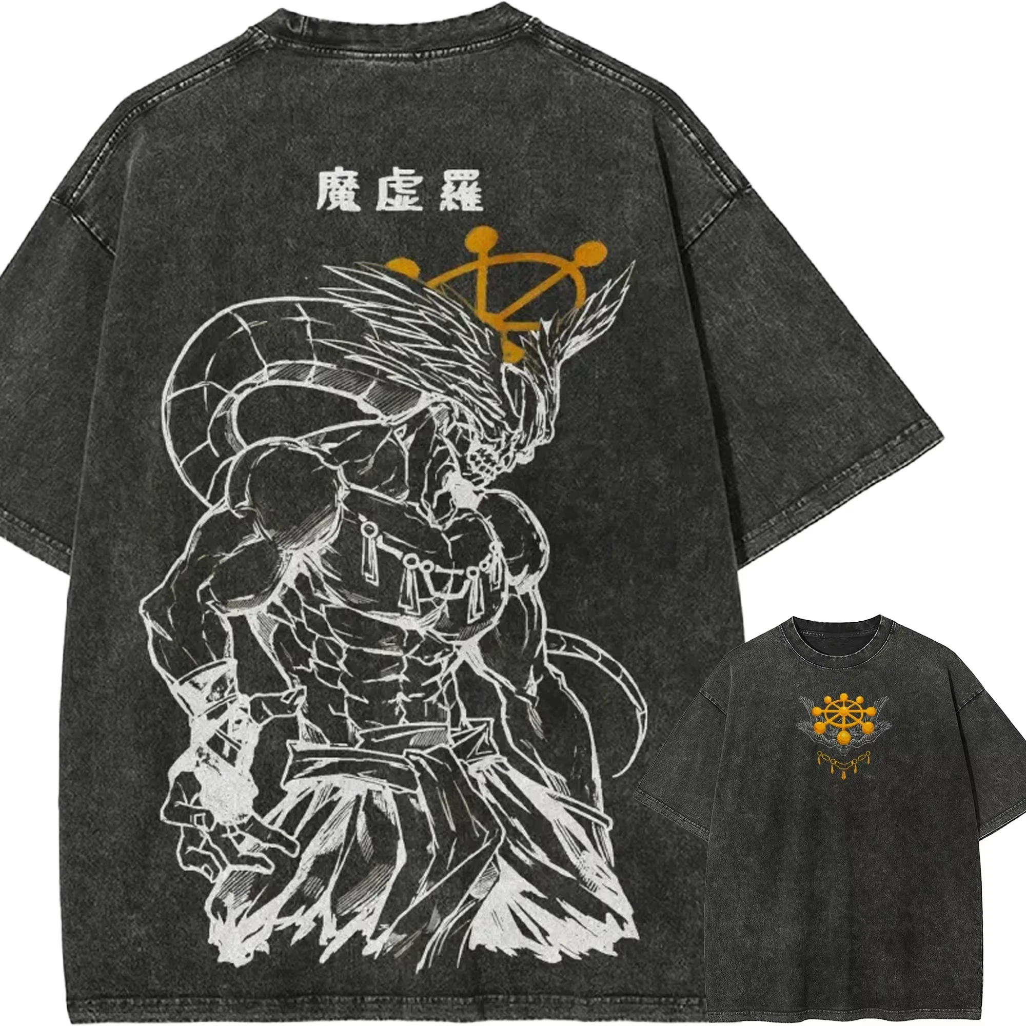 T-shirt Mahoraga Wheel 2026 Jujutsu Kaisen Épée à huit lames, graphisme anime vintage délavé, street