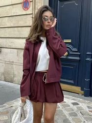 Foridol Loose Causl Burgundy Jacket Women Autumn Winter Zip New Coat Turn Down Collar 2024 Female Veste New Set Outfits