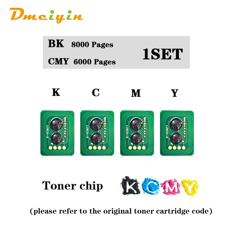 for OKI C5850/C5950 EU/AS Version 8K/6K Pages Toner Chip  BK C M Y Color