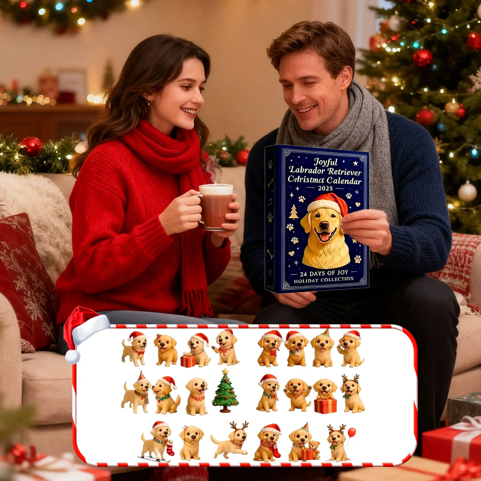 مؤقت التمرين مع ثانية 24 يوم مجيء الكلب قلادة عيد الميلاد التقويم 2D الاكريليك لطيف الكلب الصغيرة وعاء الفخار صغير مع الموقت