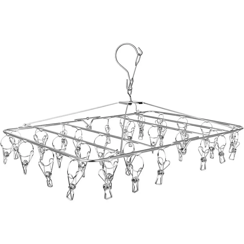 Stainless Steel 52-Clip Laundry Drying Rack for Socks, Underwear, Clothes, Towels, Bras, Lingerie, and Baby Clothes