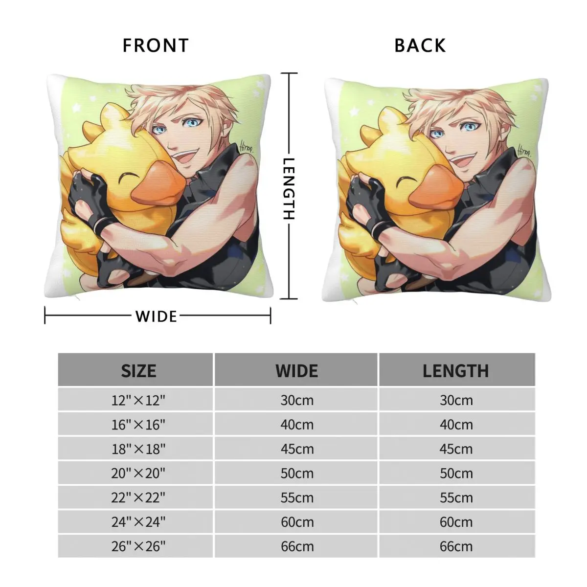 Prompto Argentum Chocobo Square Pillowcase Polyester Linen Velvet Pattern Zip Decorative Pillow Case Room Cushion Cover