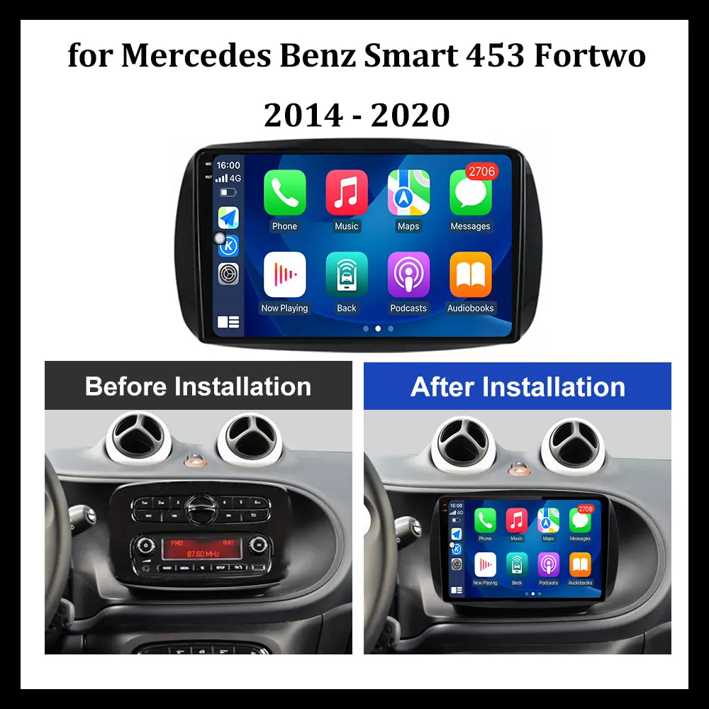 Autoradio Video Multimedia Speler Android OS 9 ''voor Mercedes Benz Smart 453 Fortwo 2014-2020 GPS Navi WiFi Bluetooth DSP