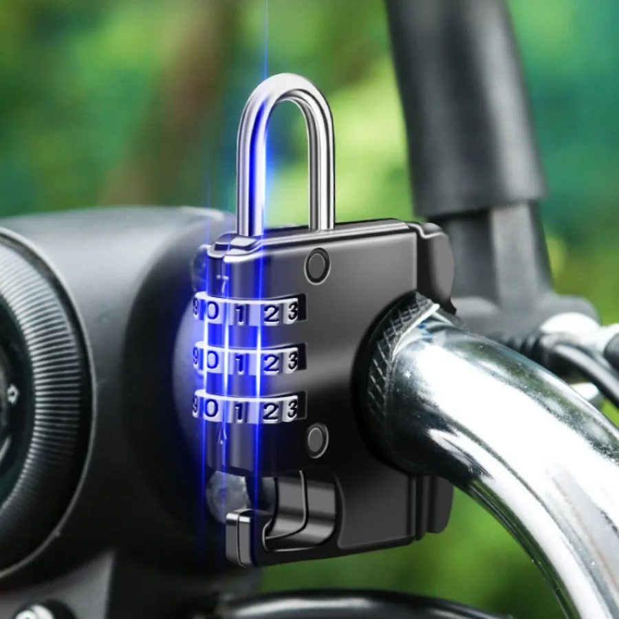 

Motorcycle Helmet Anti-theft Combination Lock with Hook Waterproof Universal 19-28mm Handlebar Aluminum Alloy Accessories