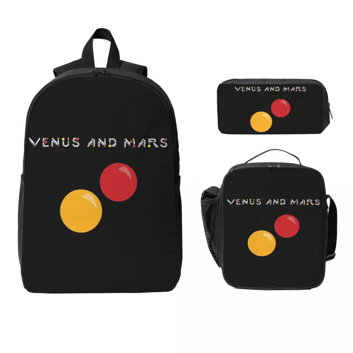 

Venus And Mars Minimalist Album Cover Backpack BookBag School Bag Laptop Shoulder Bags 3ps Insulated Lunch Bag Pencil Case