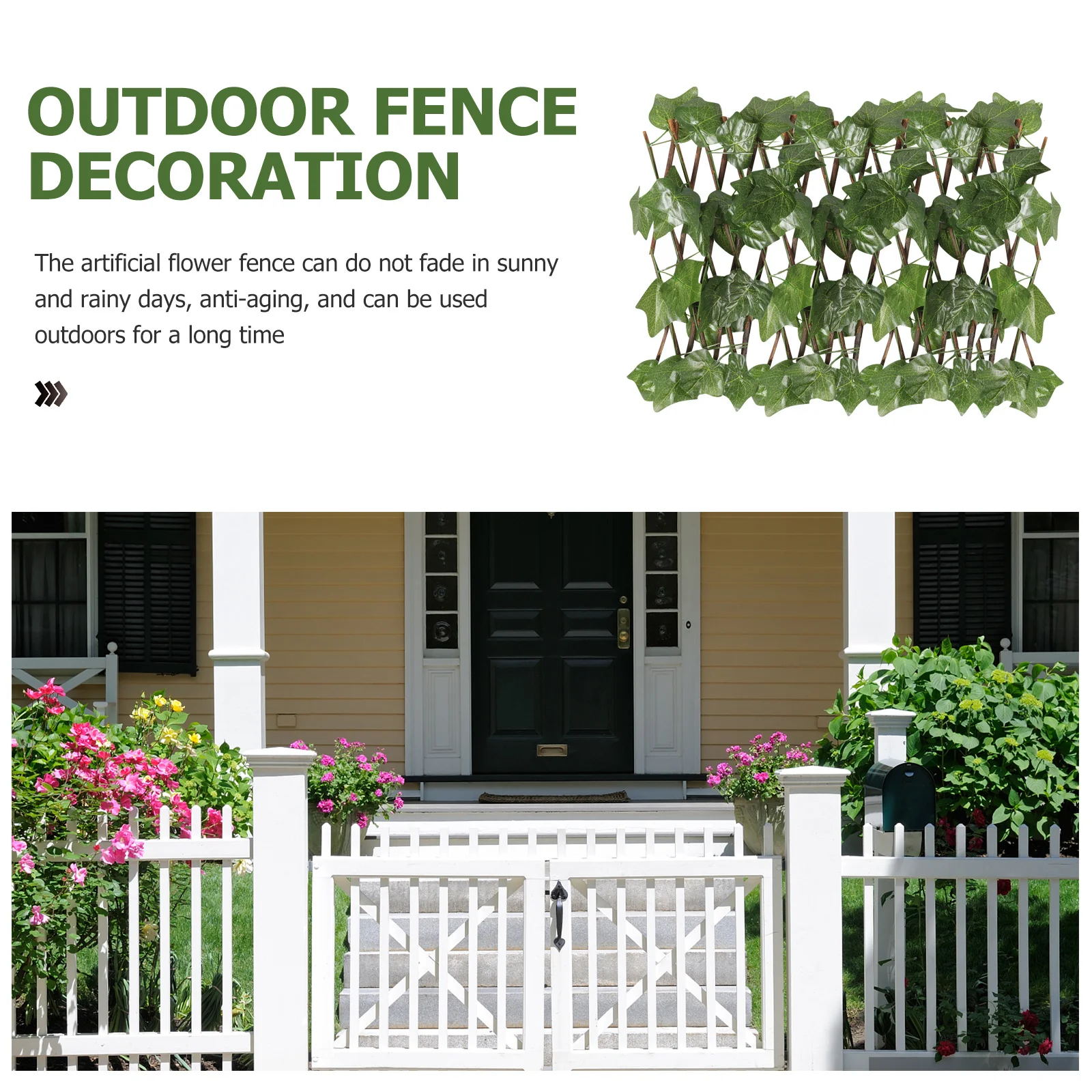 

Expandable Privacy Fence Artificial Green Leaves Wall Outdoor Garden Decoration Faux Leaf Trellis Balcony Screening