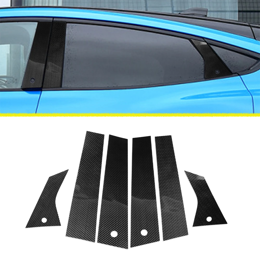 for Ford Mustang Mach-E 2021 2022 Window B-Pillar Sticker Decoration Cover Trim Decal Car Exterior Accessories Carbon Fiber