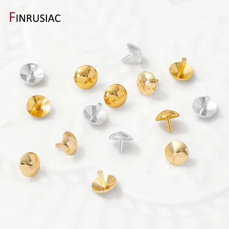 14/18K Gold Plated Brass Solid Beads Plug Pearl Hole Plug Caps For Pearl Earring Pendant Accessories,DIY Jewelry Making Supplies image 5