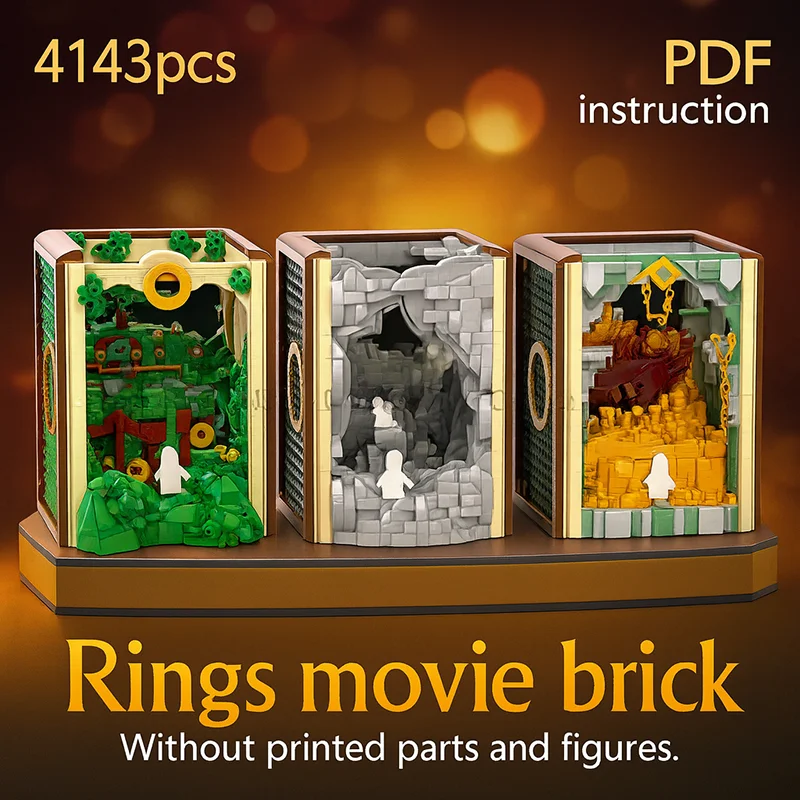 

Monthly Surprise Book Nook Challenge Rings Movie Expansion MOC Building Blocks DIY Assembly Bricks Fans Gift Display Christmas