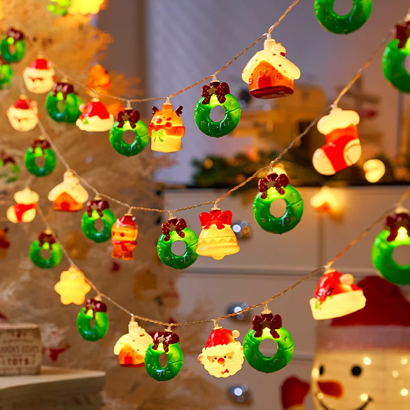 20LED سلسلة أضواء عيد الميلاد، بطارية تعمل لطيف سانتا/الدب/التخزين تصاميم ديكور داخلي لحفلة عيد الميلاد هدية عيد مثالية