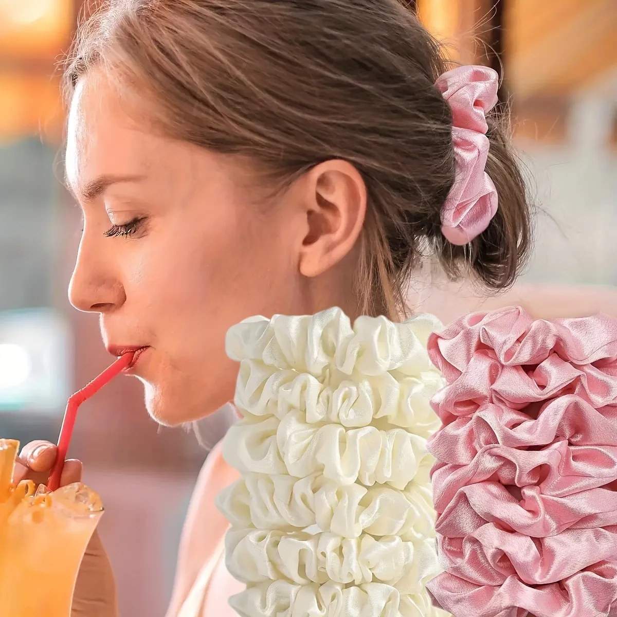 Mini-Scrunchies en Satin de Haute Qualité, Élastiques pour Cheveux pour Femmes, Doux et Faciles à Porter, Accessoires de Coiffure Élégants
