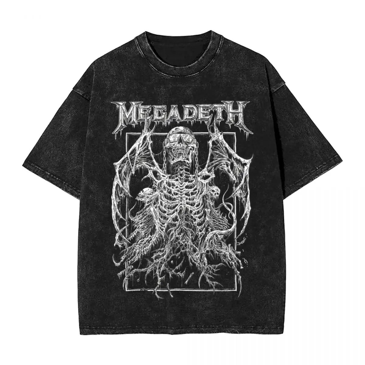 Rising Metal Rock Band Washed T Shirts Streetwear Novelty T-Shirts Megadeths Tee Shirt Men Women 100% Cotton Oversize Printed