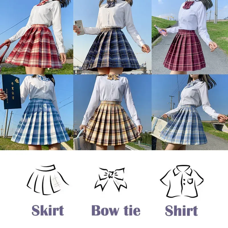 Korean Jk Uniform School Girl Korean Student Pleated Skirt Cute Uniform Set Women Short Sleeve Bow Tie Seifuku Japanese Style