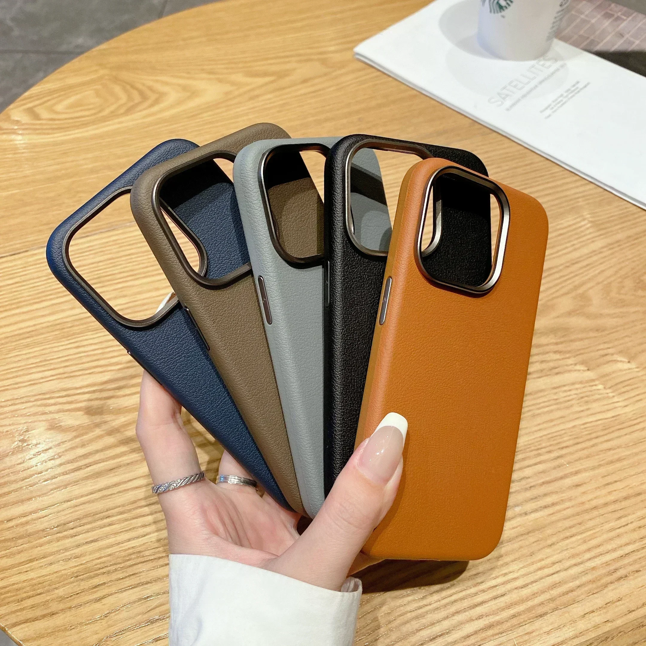 High-end Leather Phone Case for IPhone15 Pro Max Website The Same IPhone15 Hardshell Full Cover