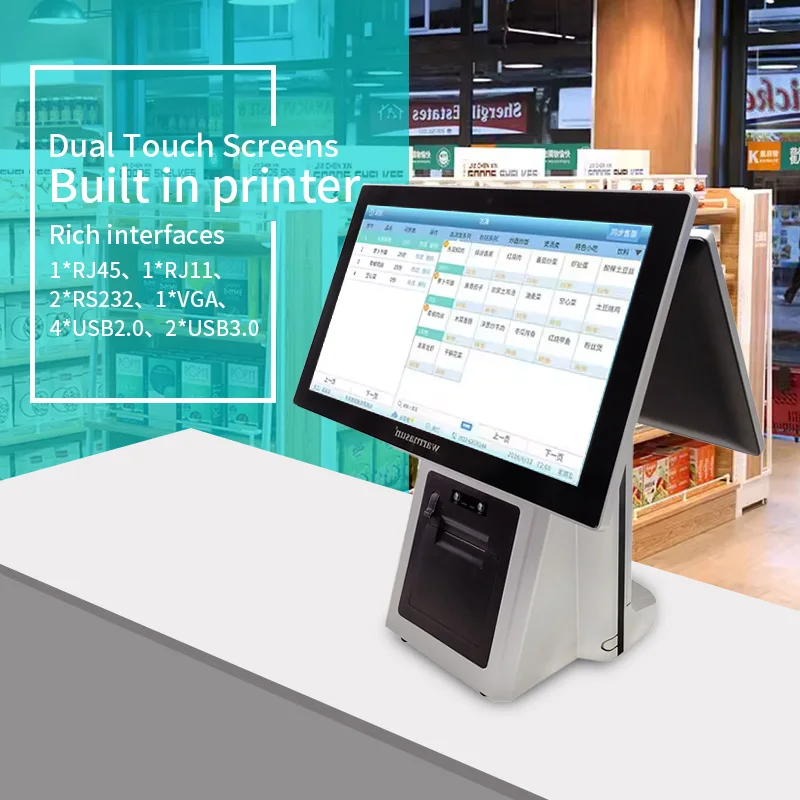 Built-in printer Shopping malls and supermarkets adopt face recognition waterproof sensitive touch screen POS cash register