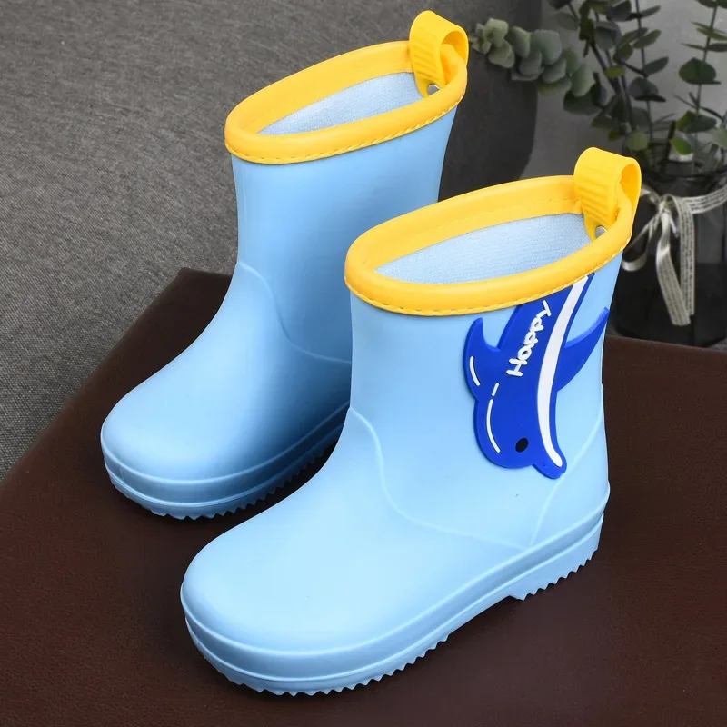 Bota Girl Shoe Kid Rain Shoe Cute Cartoon Boy Girl Soft Non-slip Rubber Boot Plush Warm Kid Rain Shoes PVC Waterproof Water Boot