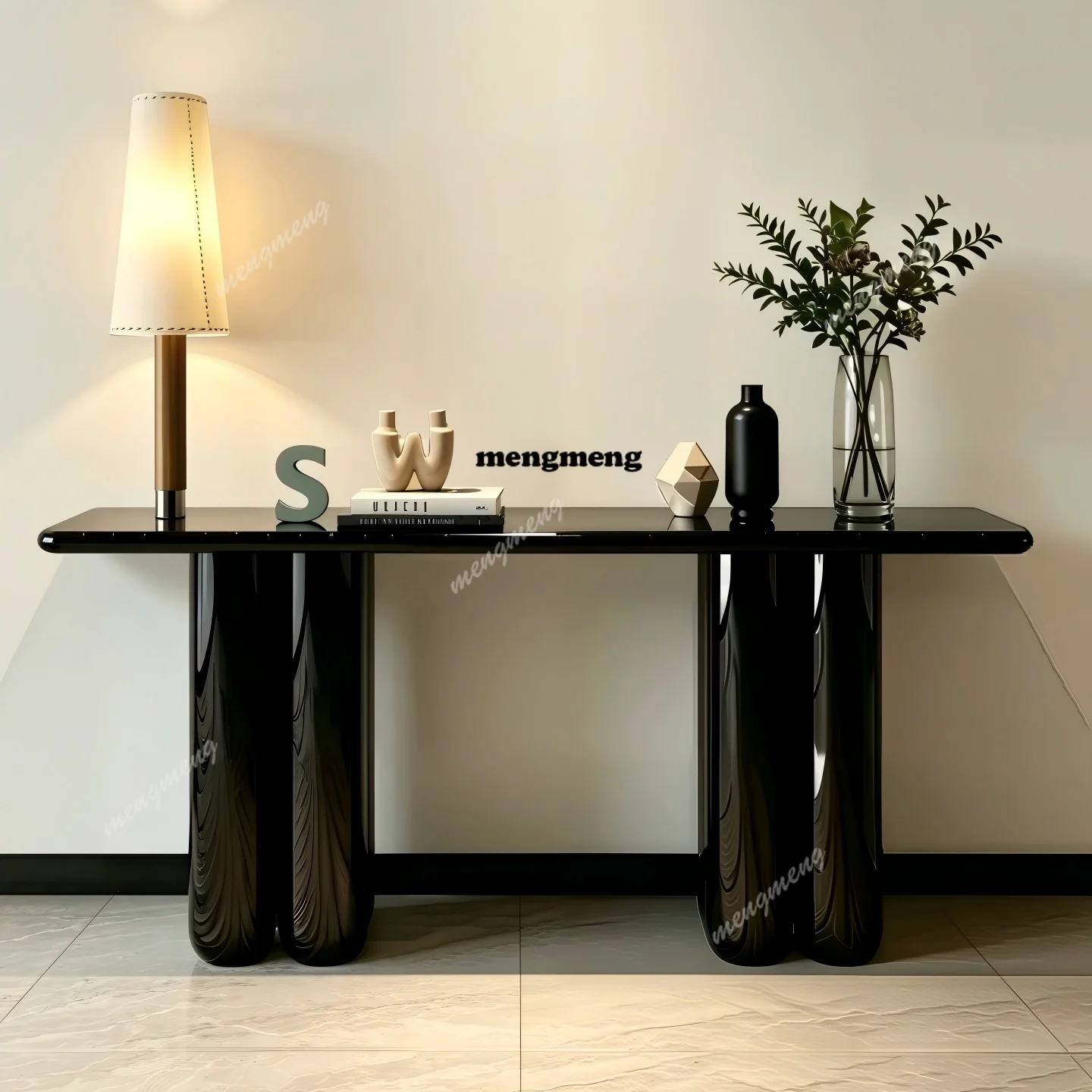 

Cream wind baking paint Solid wood entrance table Modern simple decoration table Household end view table decoration