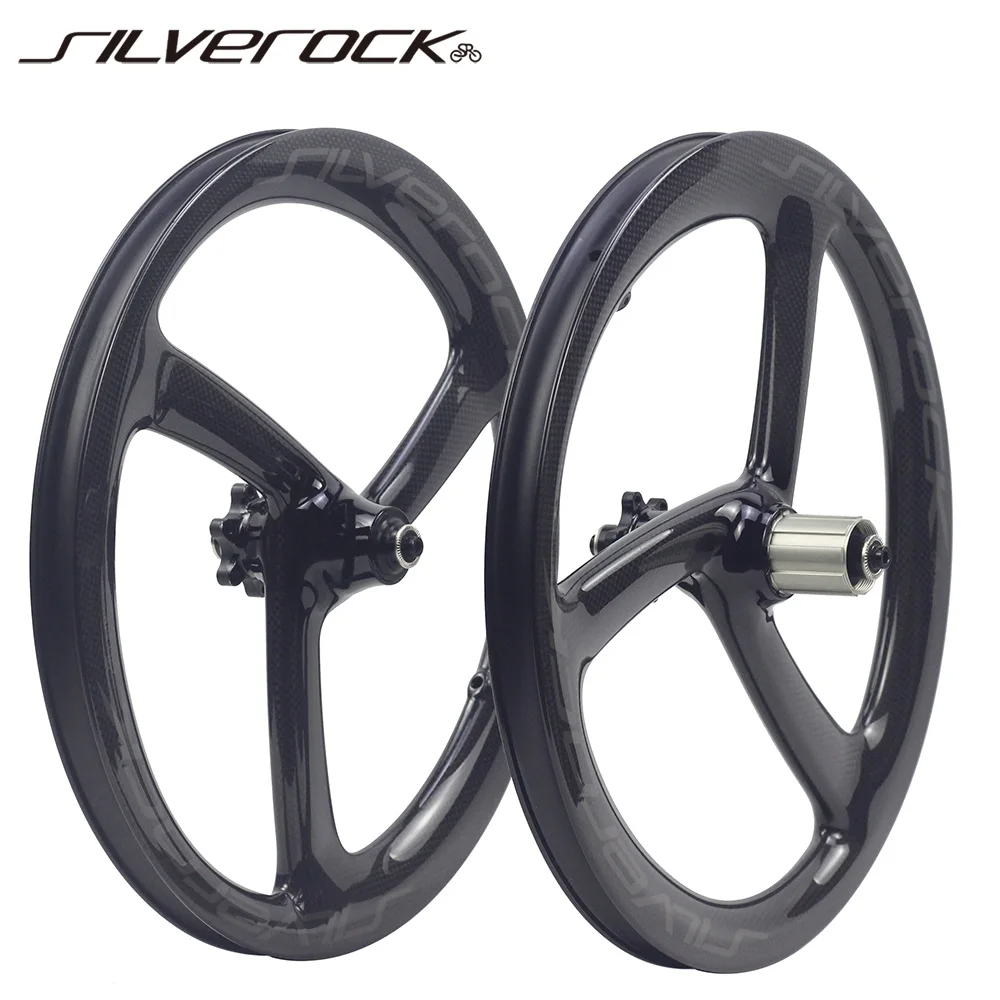 

SILVEROCK-Carbon Trispoke Wheels, Disc Brake, JAVA FNHON, Minivelo Folding Bike, 3 Spoke Wheelset, 20 ", 1 1/8", 451