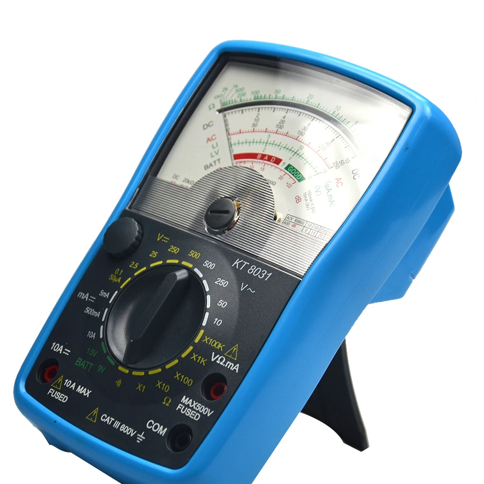 KT8031 High Precision Pointer Display Analog Multimeter AC/DC 500V 10A 20MΩ High Sensitivity Handheld Analog Multimeter