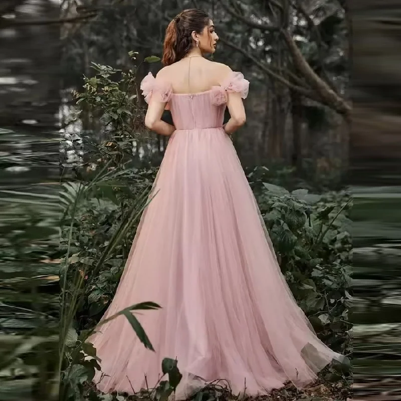 

A Ball Gowns Custom Made Luxurious Women's Evening Dresses for Special Occasions Side Slit Luxury Prom Dress 2025 Pink Line